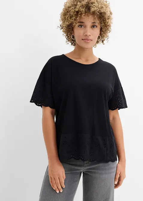 T-shirt avec broderie anglaise, bonprix