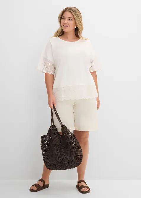 T-shirt avec broderie anglaise, bonprix