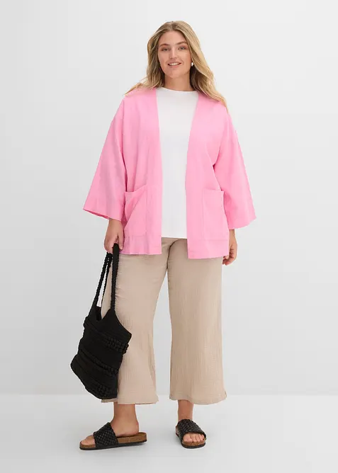 Veste kimono en lin m&eacute;lang&eacute;, bonprix