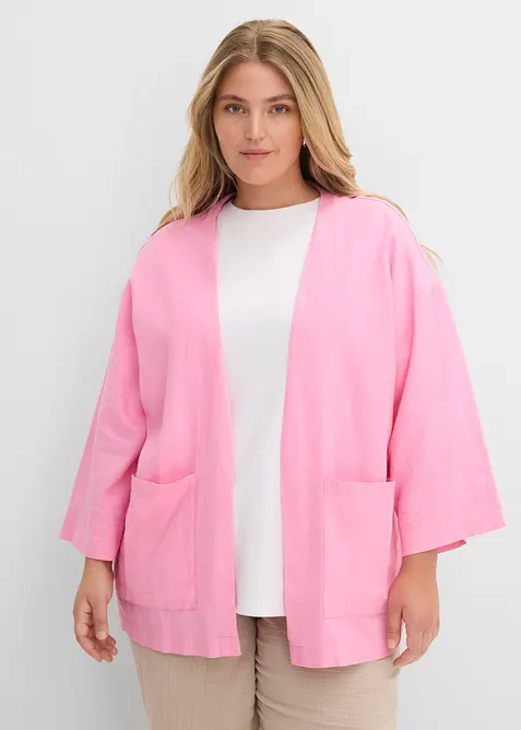Veste kimono en lin m&eacute;lang&eacute;, bonprix