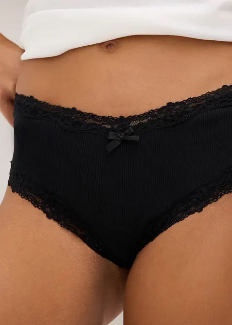Lot de 5&nbsp;culottes c&ocirc;tel&eacute;es en coton doux et dentelle, bonprix