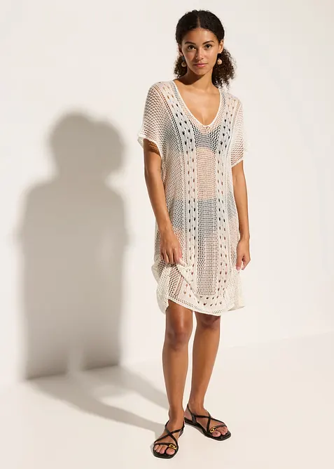 Robe de plage en viscose aspect crochet, bonprix