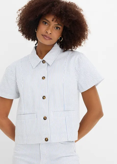 Veste ray&eacute;e en jean, bonprix