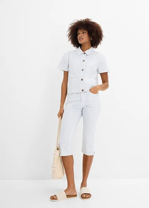 Veste ray&eacute;e en jean, bonprix