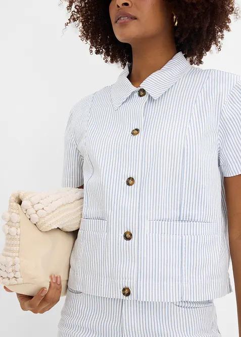 Veste ray&eacute;e en jean, bonprix