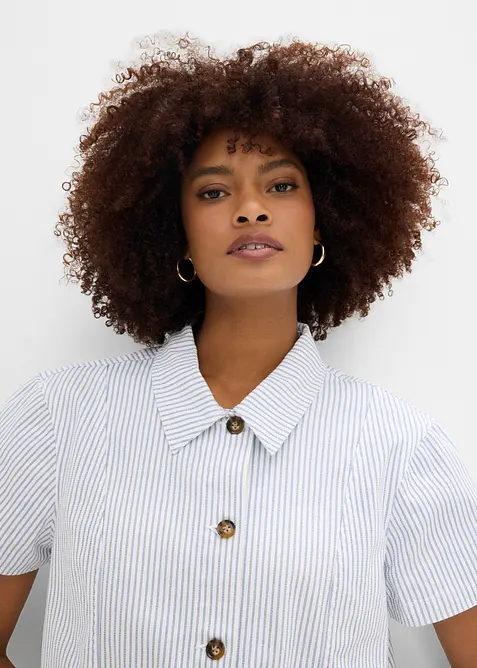 Veste ray&eacute;e en jean, bonprix