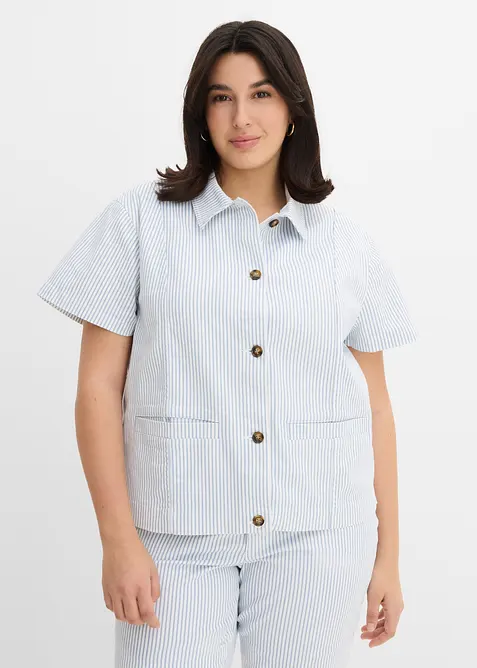 Veste ray&eacute;e en jean, bonprix