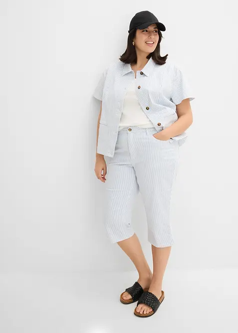 Veste ray&eacute;e en jean, bonprix