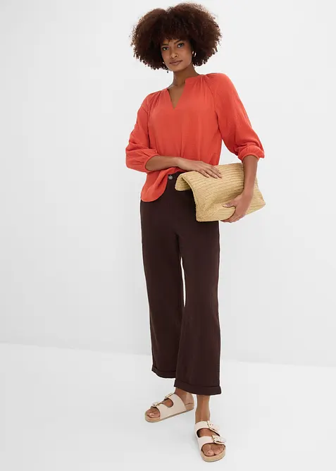 Pantalon large en gaze 100% coton, bonprix