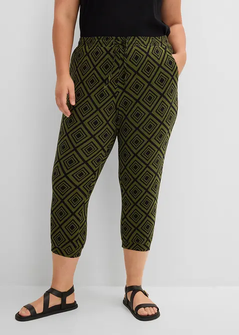 Pantalon 3/4 fluide en viscose extensible, bonprix