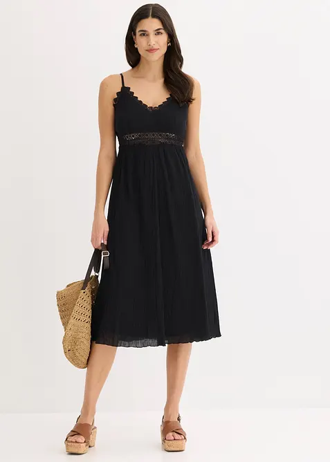 Midikleid mit Spitzeneinsatz, bonprix