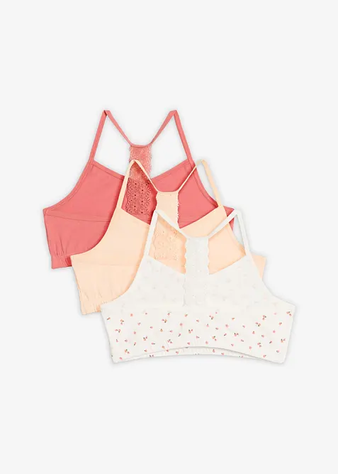 Bustier mit weicher Baumwolle und Spitze (3er Pack), bonprix
