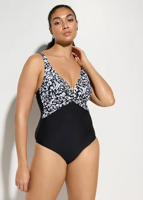 Maillot 1 pi&egrave;ce sculptant style crois&eacute;, maintien l&eacute;ger, bonprix