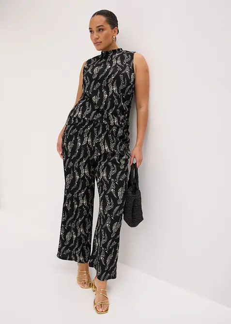 Jersey-Top und Hose (2-tlg.Set) aus strukturiertem Cr&ecirc;pe, bonprix