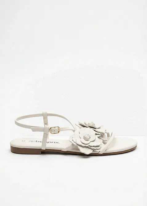 Sandales &agrave; lani&egrave;res et fleurs, bonprix