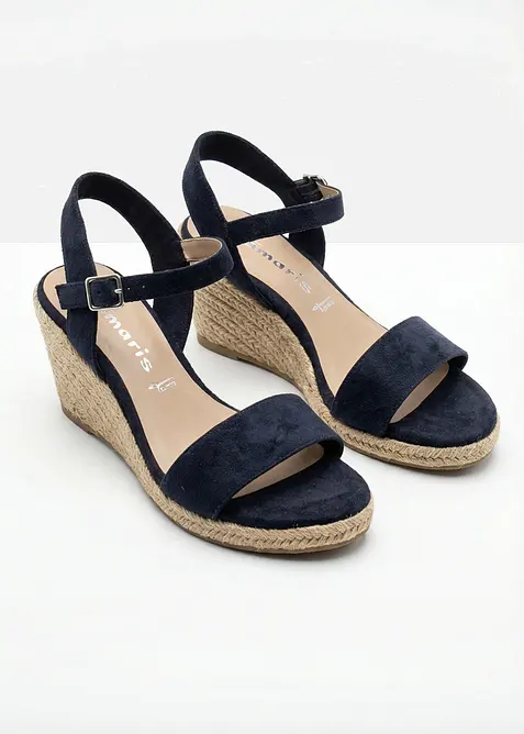 Sandales compens&eacute;es Tamaris aspect raphia, Tamaris