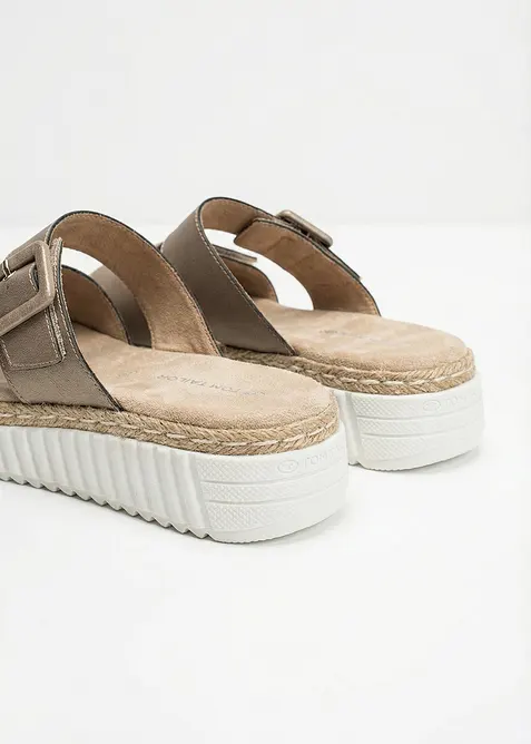 Mules compens&eacute;es Tom Tailor &agrave; fermeture auto-agrippante, Tom Tailor