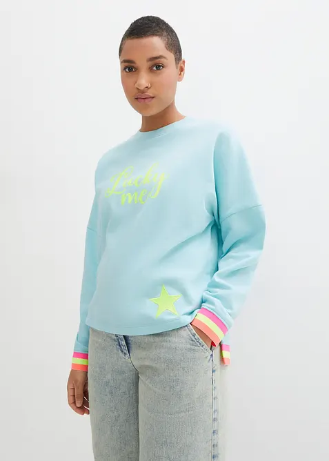 Sweat oversize &agrave; finitions multicolores, 100% coton, bonprix