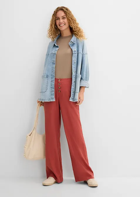 Pantalon palazzo en lin m&eacute;lang&eacute;, bonprix