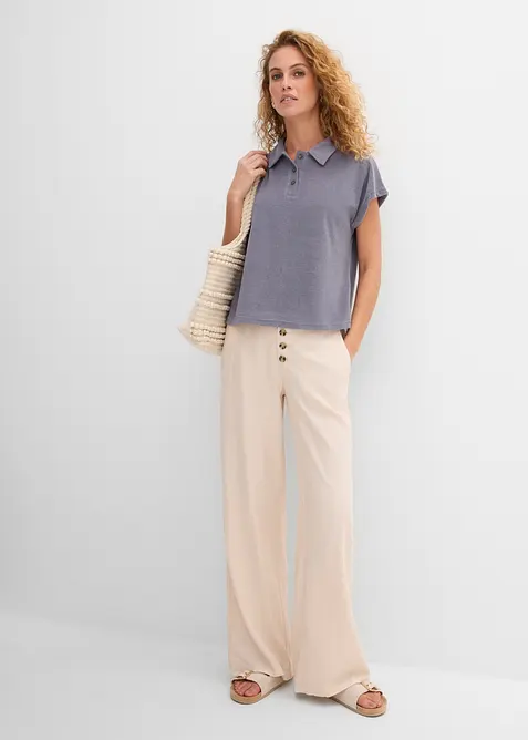 Pantalon palazzo en lin m&eacute;lang&eacute;, bonprix