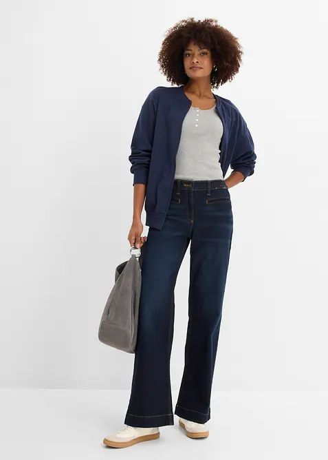 Jean large taille mi-haute &eacute;lastiqu&eacute;e, bonprix