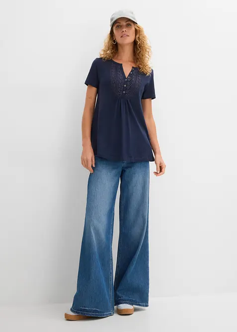 Baumwoll Flammgarn-Shirt, Kurzarm, bonprix