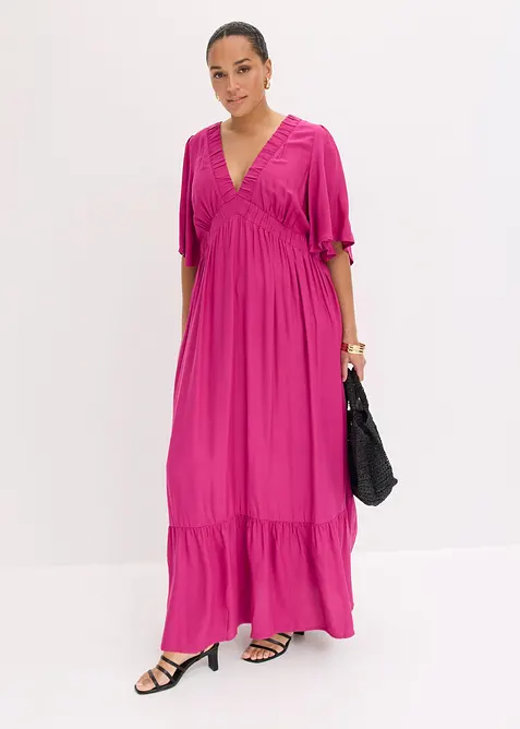 Maxi-Stufenkleid aus flie&szlig;ender Viskose, bonprix