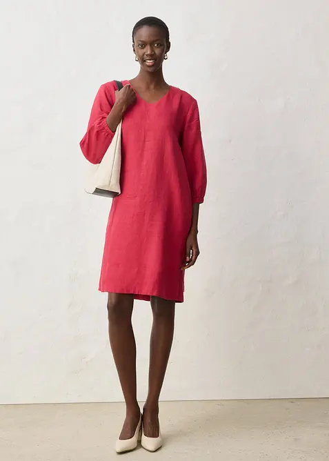 Robe 100&nbsp;% lin, manches 3/4, bonprix