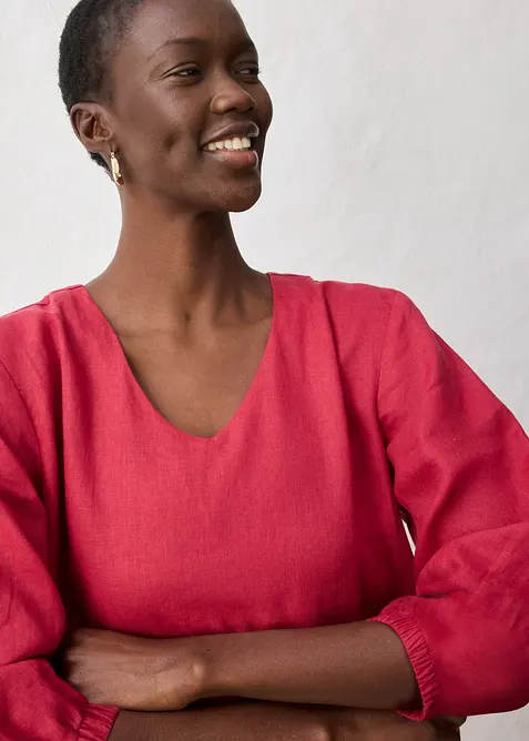 Robe 100&nbsp;% lin, manches 3/4, bonprix