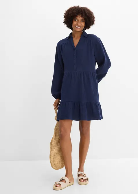 Kurzes Stufen-Kleid aus Musselin, bonprix