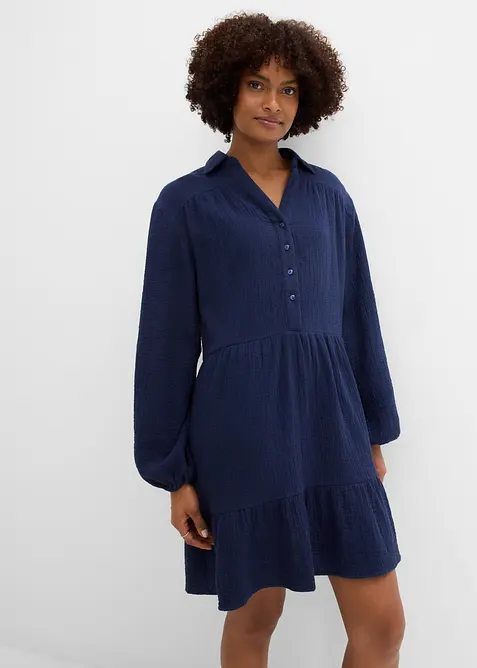 Kurzes Stufen-Kleid aus Musselin, bonprix