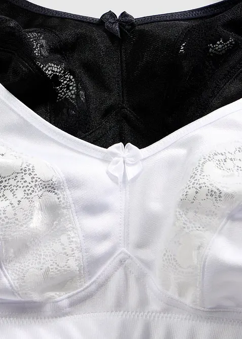 Lot de 2 soutiens-gorge grand maintien sans armatures, bretelles rembourr&eacute;es, bonprix