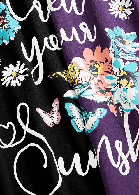 Lot de 2 chemises de nuit courtes 100% coton, bonprix