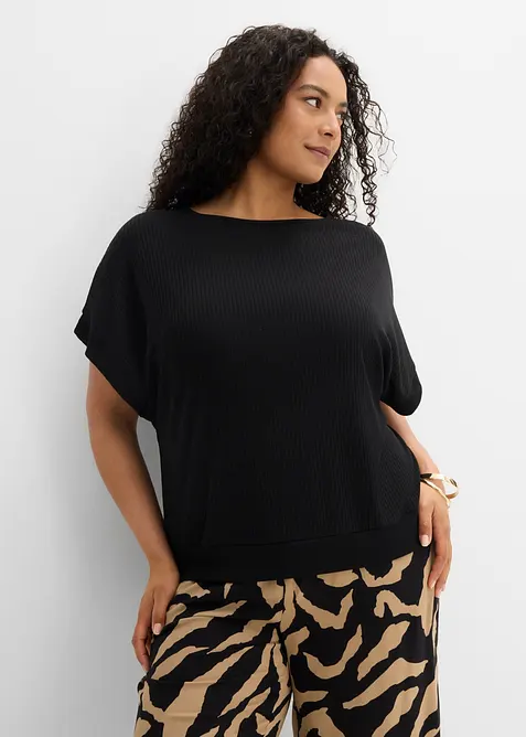T-shirt avec manches chauve-souris et c&ocirc;tes, bonprix