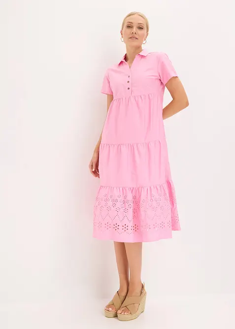 Tunika-Kleid aus reiner Baumwolle mit Lochstickerei, bonprix