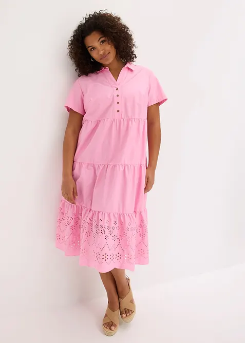 Tunika-Kleid aus reiner Baumwolle mit Lochstickerei, bonprix