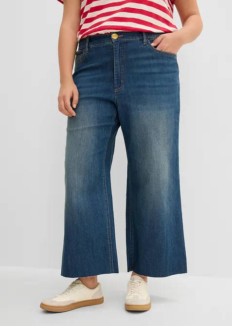 Wide-Leg-Jeans, High Waist, cropped, bonprix