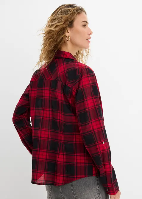 Karierte Hemdbluse aus reiner Baumwolle, bonprix