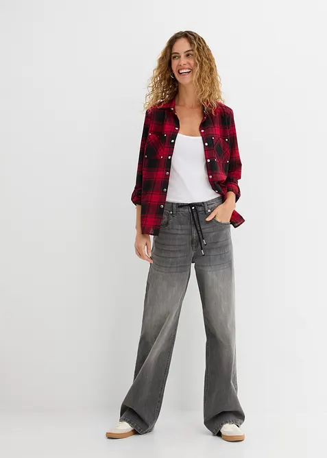 Karierte Hemdbluse aus reiner Baumwolle, bonprix