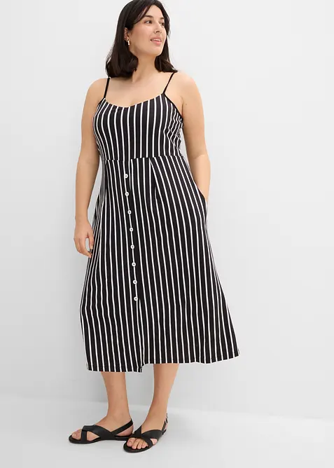 Sommerliches Jerseykleid mit Knopfleiste und Streifen, bonprix