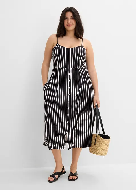 Sommerliches Jerseykleid mit Knopfleiste und Streifen, bonprix