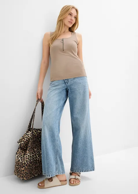 Top c&ocirc;tel&eacute; &agrave; encolure zipp&eacute;e, bonprix