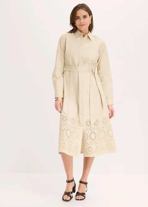 Robe-chemise avec broderies anglaises, bonprix