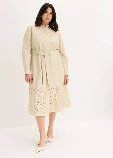 Robe-chemise avec broderies anglaises, bonprix