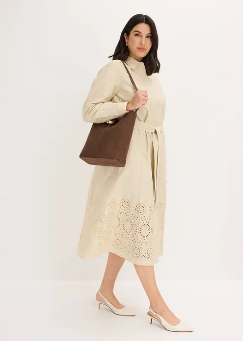 Robe-chemise avec broderies anglaises, bonprix