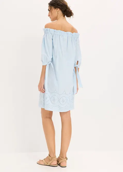 Off-Shoulder-Kleid aus reiner Baumwolle mit Lochstickerei, bonprix