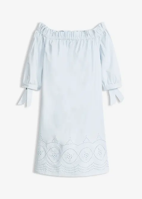 Robe col Bardot 100% coton avec broderies anglaises, bonprix