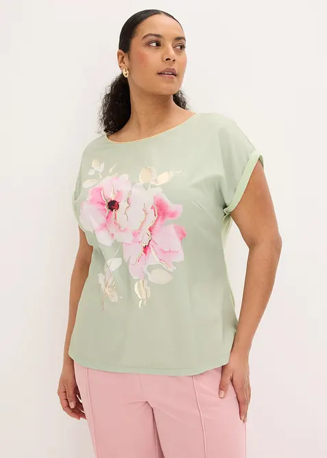 Shirt mit Webeinsatz, bonprix