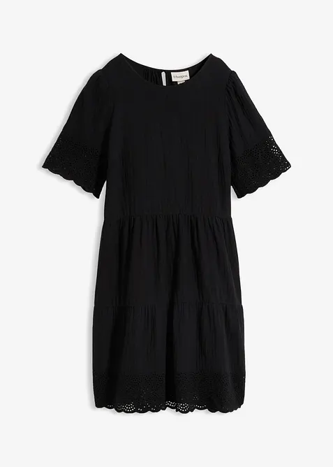 Robe en gaze de coton &agrave; broderies anglaises, bonprix