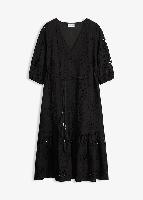 Robe midi en broderie anglaise 100% coton, bonprix